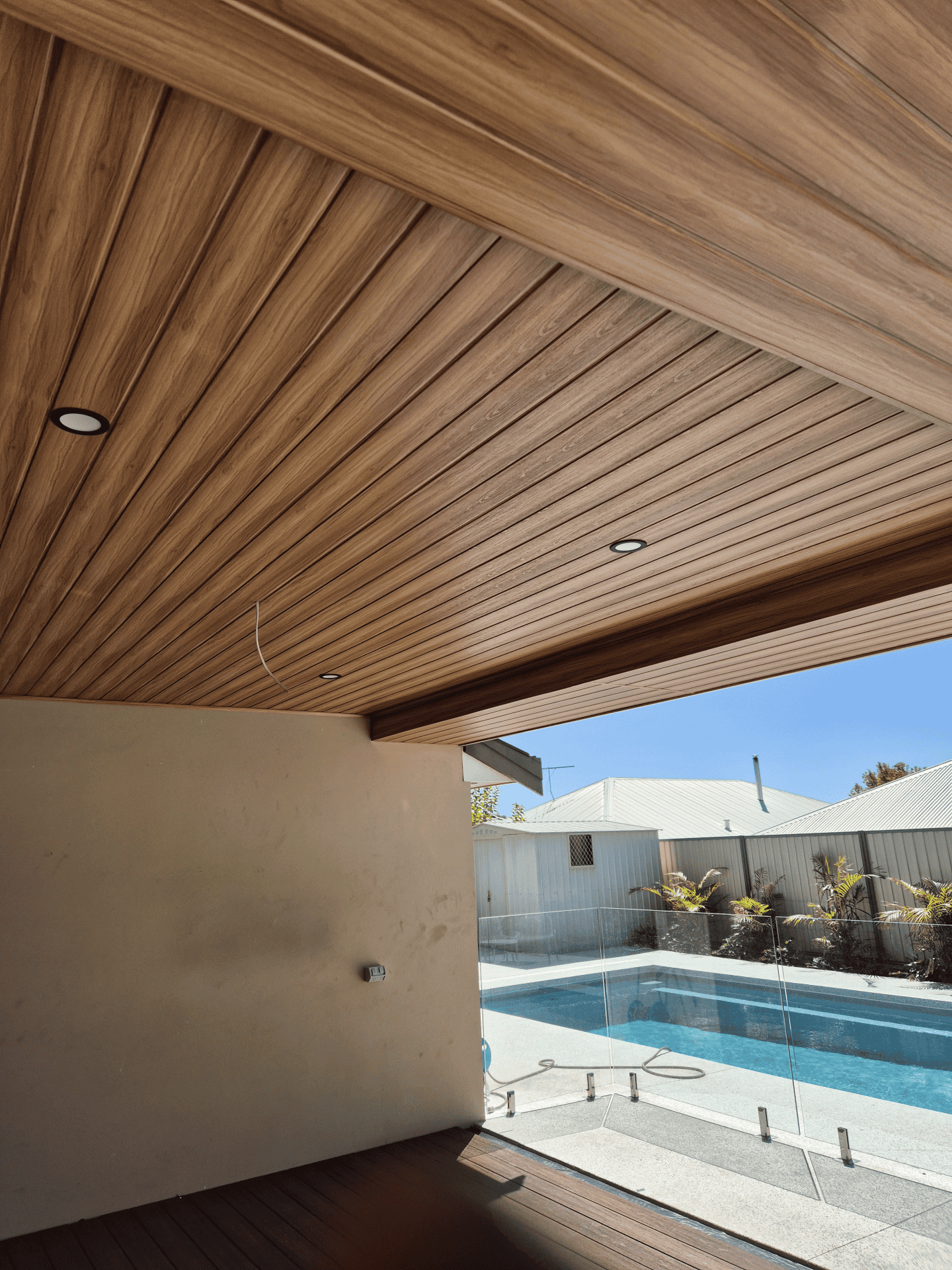 What Is Ceiling Lining Made From Permatimber Quickboard Doing In Pool Side Entertaining Area