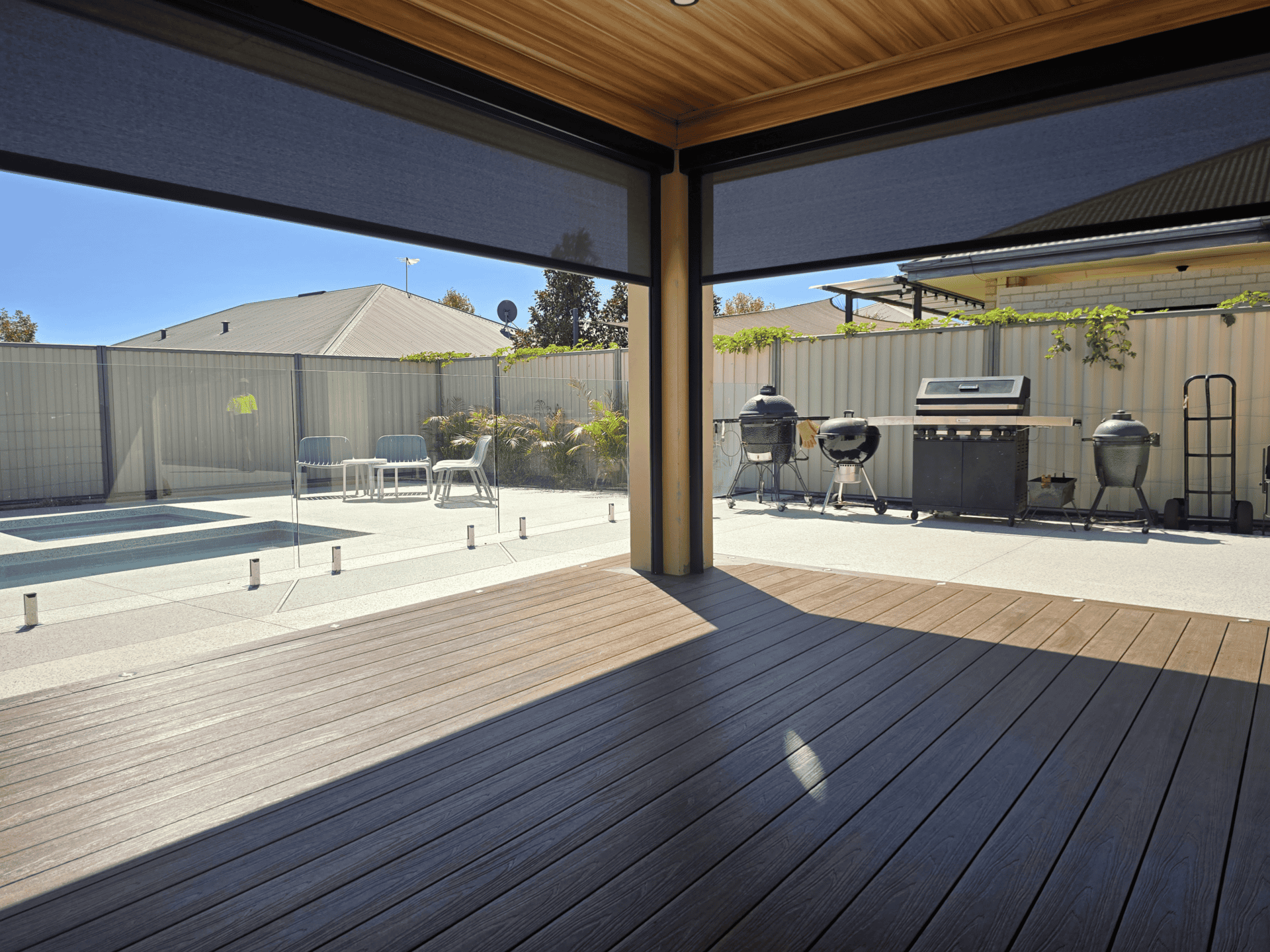 What Is Ceiling Lining Made From Permatimber Quickboard Cedar In Outdoor Deck Area